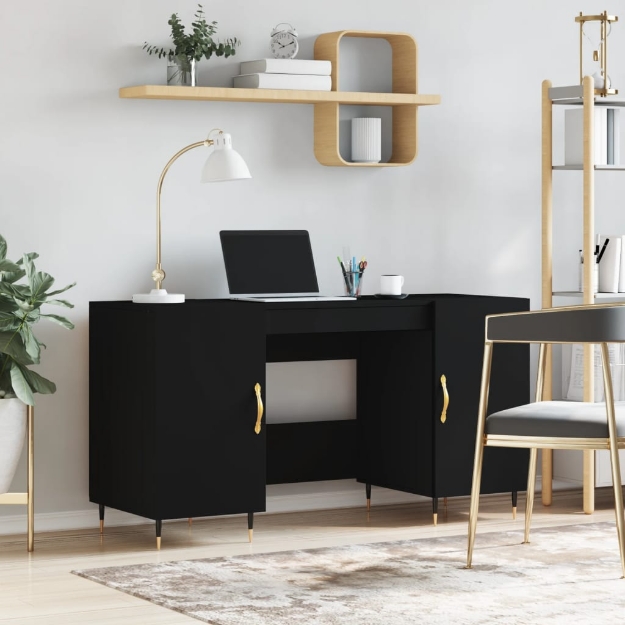 Scrivania Nera 140x50x75 cm in Legno Multistrato