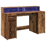 Scrivania con Luci LED Legno Antico 140x55x91 cm in Multistrato