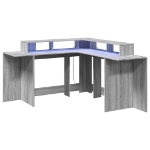 Scrivania con Luci LED Grigio Sonoma 152x152x91cm in Truciolato