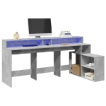 Scrivania con Luci LED Grigio Cemento 200x104x91 cm Truciolato
