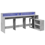 Scrivania con Luci LED Grigio Cemento 200x104x91 cm Truciolato