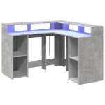 Scrivania con Luci LED Grigio Cemento 130x130x91 cm Multistrato