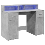 Scrivania con Luci LED Grigio Cemento 120x55x91 cm Multistrato