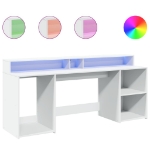 Scrivania con Luci LED Bianca 200x55x91 cm in Truciolato
