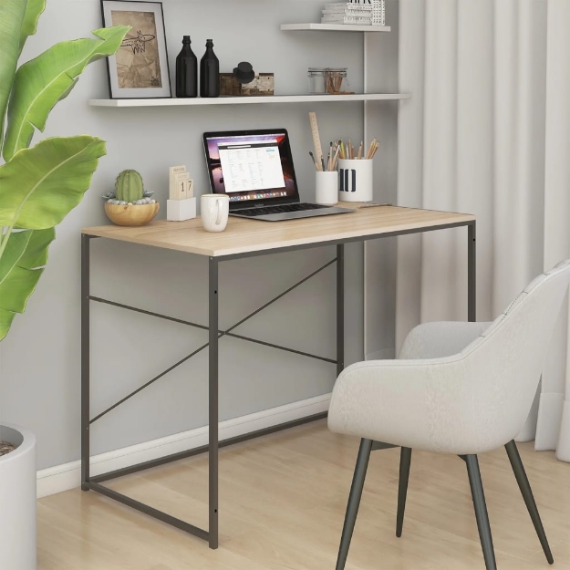 Scrivania Computer Nera e Rovere 110x60x70cm Legno Multistrato
