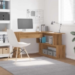 Scrivania Angolo Rovere Artigianale 200,5x50x76 cm Truciolato