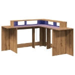 Scrivania a Luci LED Rovere Artigianale 152x152x91cm Truciolato