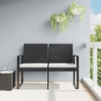 Panca da Giardino a 2 Posti con Cuscini in Rattan PP Nero