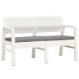 Panchina Giardino 2 Posti con Cuscini 120 cm in Plastica Bianca
