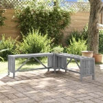 Panca Giardino Angolare e Fioriera 117cm Massello Acacia Grigia
