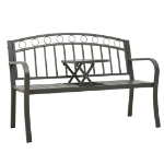 Panca da Giardino con Tavolino Grigio 120 cm Acciaio