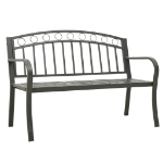 Panca da Giardino con Tavolino Grigio 120 cm Acciaio