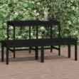 Panca Giardino 2 Posti Nera 159,5x44x45cm Legno Massello Pino