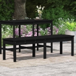 Panca Giardino 2 Posti Nera 159,5x44x45cm Legno Massello Pino
