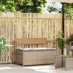 Panca Portaoggetti da Giardino con Cuscino Beige in Polyrattan