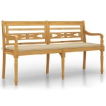 Panchina Batavia con Cuscino Beige 150 cm Legno Massello Teak