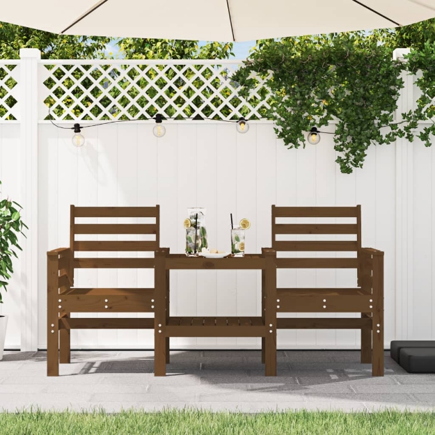 Panca Giardino con Tavolino 2 Posti Ambra Legno Massello Pino