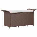 Panca da Giardino con Cuscino Marrone 116x46x57cm in Polyrattan