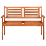 Panchina da Giardino 2 Posti e Cuscino 120cm Massello Eucalipto