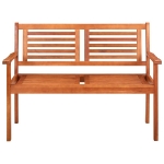 Panchina da Giardino 2 Posti e Cuscino 120cm Massello Eucalipto