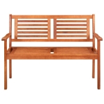 Panchina da Giardino 2 Posti e Cuscino 120cm Massello Eucalipto