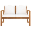 Panca da Giardino 120cm con Cuscino Crema Legno Massello Acacia