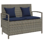 Panca Portaoggetti da Giardino con Cuscino Grigio in Polyrattan