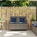 Panca Portaoggetti da Giardino con Cuscino Grigio in Polyrattan