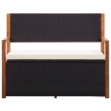 Cassapanca 115 cm in Polyrattan e Legno Massello di Acacia Nero