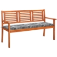 Panchina da Giardino 3 Posti e Cuscino 150cm Massello Eucalipto