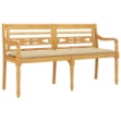Panchina Batavia con Cuscino Beige 150 cm Legno Massello Teak