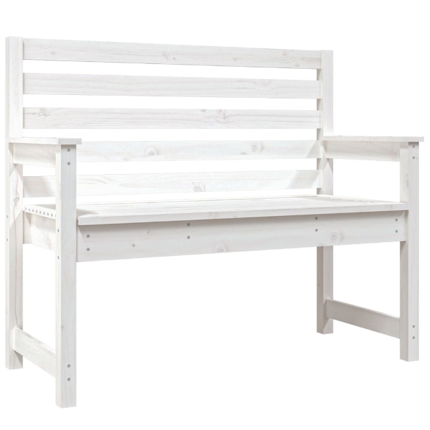 Panca da Giardino Bianca 109x48x91,5 cm Legno Massello di Pino