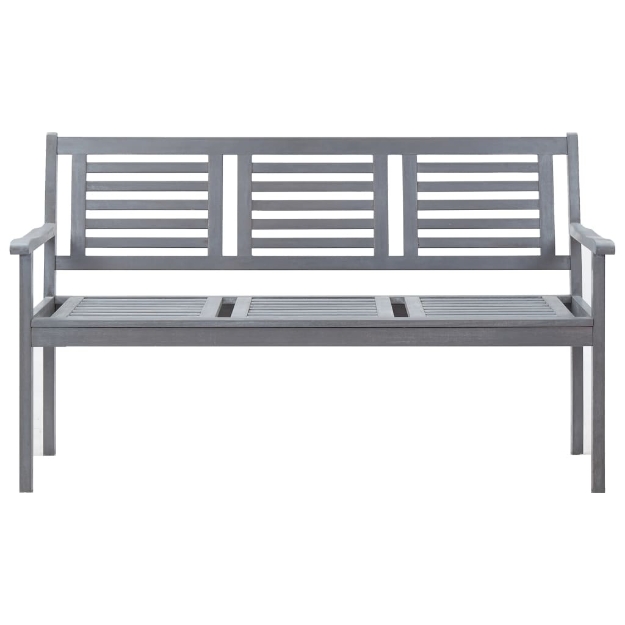 Panchina Giardino 3 Posti 150cm Grigia Legno Massello Eucalipto