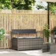 Panca Portaoggetti da Giardino con Cuscino Grigio in Polyrattan