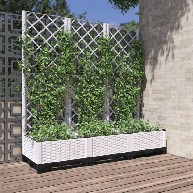 Fioriera da Giardino con Graticcio Bianco 120x40x121,5 cm PP
