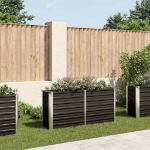 Letto Rialzato Giardino Antracite 160x40x77 cm Acciaio Zincato