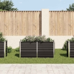Letto Rialzato Giardino Antracite 160x40x77 cm Acciaio Zincato