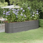 Letto Giardino Acciaio Verniciato a Polvere 296x80x68 cm Grigio