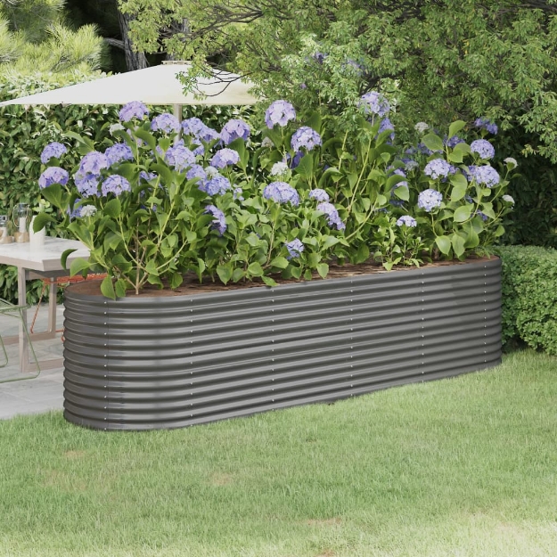 Letto Giardino Acciaio Verniciato a Polvere 296x80x68 cm Grigio