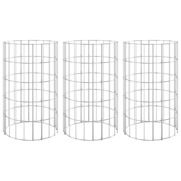 Fioriere Gabbione Circolare 3 pz in Acciaio Zincato Ø30x50 cm