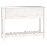 Fioriera con Mensola Bianca 111,5x34,5x81cm Legno Massello Pino