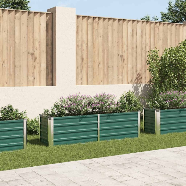 Letto Rialzato Giardino in Acciaio Zincato 160x40x45 cm Verde