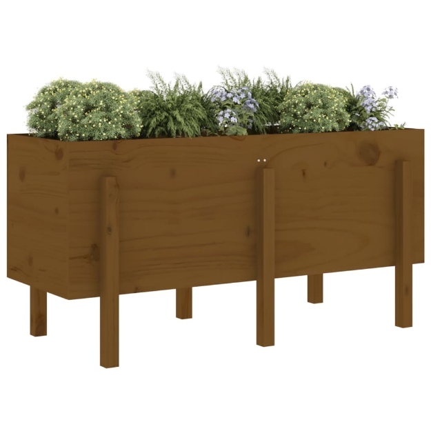 Fioriera Rialzata da Giardino Ambra 121x50x57 cm Massello Pino