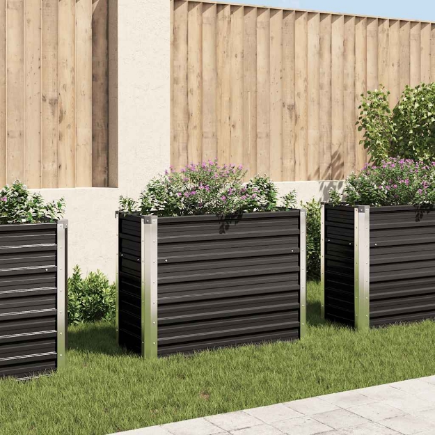 Fioriera per Giardino Antracite 100x40x77 cm in Acciaio Zincato