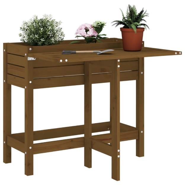 Fioriera da Giardino Piano Pieghevole Ambra Legno Massello Pino