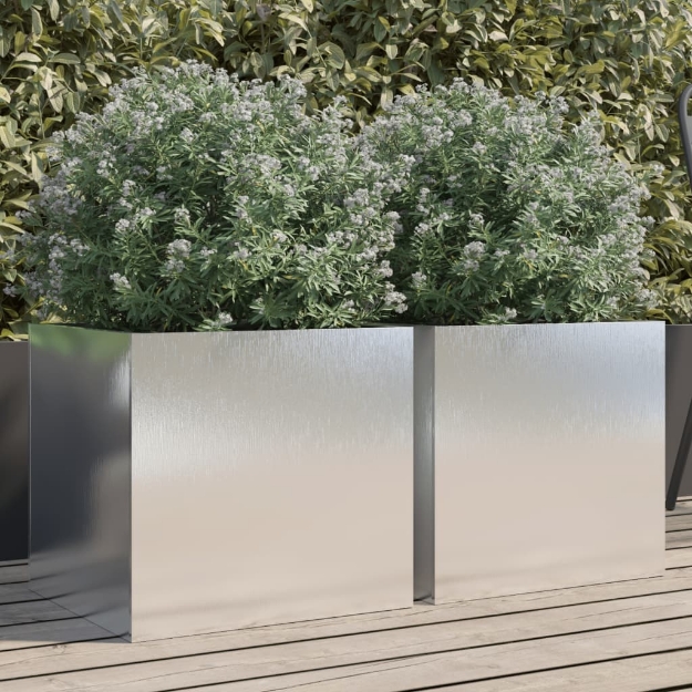 Fioriere 2 pz Argento 42x40x39 cm in Acciaio Inox