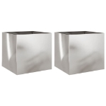Fioriere 2 pz Argento 42x40x39 cm in Acciaio Inox