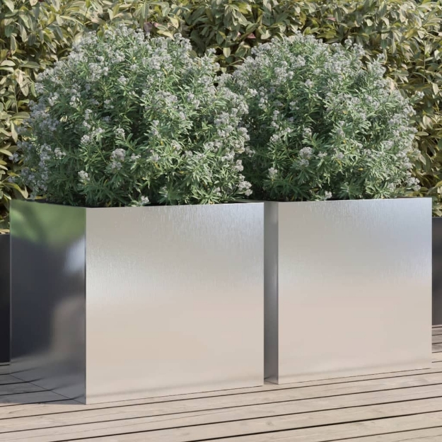 Fioriere 2 pz Argento 49x47x46 cm in Acciaio Inox