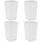 Fioriere da Giardino 4 pz Bianche 32,5x32,5x57 cm in PP