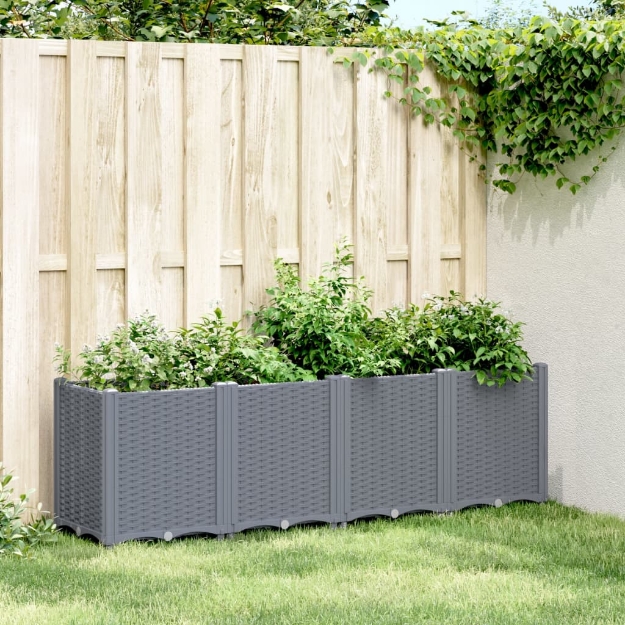 Fioriera da Giardino Grigio Blu 160x40x53 cm in PP